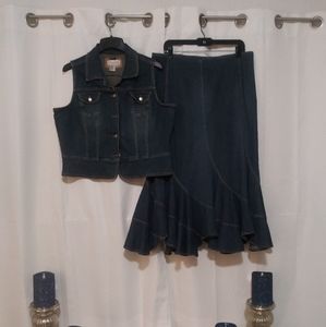 Live A Little Denim Skirt Set Size XL